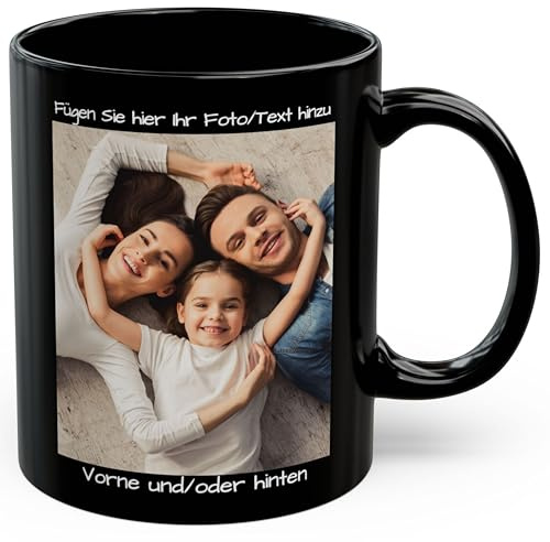 Individuelle Tasse mit Bild oder Text Ihrer Uploads, personalisierte Tasse, mikrowellen- und spülmaschinenfest, Keramikbecher, 325 ml