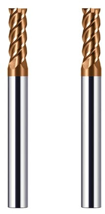 CREEYA 2PCS Hartmetall Schaftfräser 5mm, 4 Zähne/4 Schneiden CNC Fräser, HRC 55, TiSiN Golden Beschichtung, VHM Fräser CNC 8mm Für Stahl Metall Holz Acryl Kunststoff(5mm)