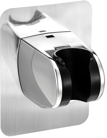 Dimeho Soporte de ducha adhesivo fuerte e impermeable, soporte de ducha ajustable de mano, soporte de ducha de pared sin taladrar, soporte de montaje en pared para ducha de baño, se fija firmemente y