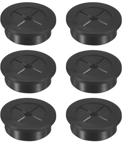 M METERXITY 6-Pack Rubber Grommets for Wiring 32mm Desk Grommet Double-Sided Flexible Cable Cord Grommet Desk Hole Cover for Cables/Wires Through Protection Cable Grommet [Black]