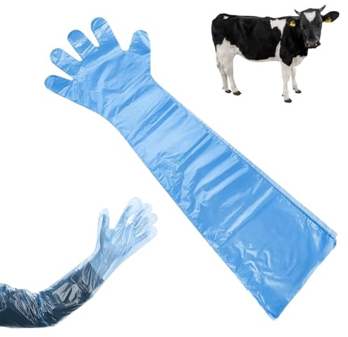KARELLS Langarm Veterinär Handschuh,30 PCS Veterinär-Handschuhe,Handschuhe zur Viehbesamung,Veterinärhandschuhe Extra Lange Stulpe 90 cm,Hellblau