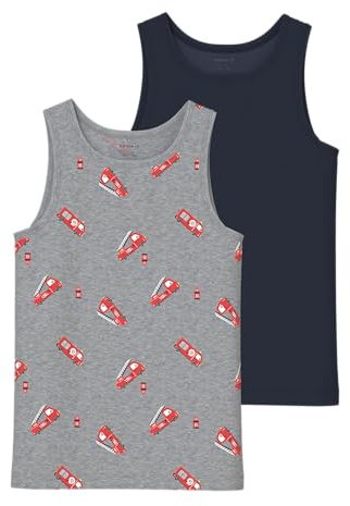 NAME IT Jungen Nmmtank Top 2P Grey Fire Truck Noos