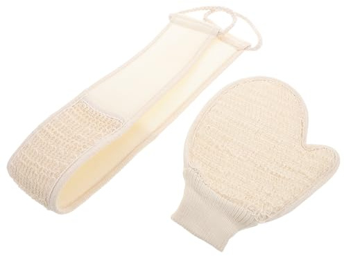 POPETPOP Rückenschrubber Und Peelinghandschuh Set Bade-rückenschrubber-gurt Badehandschuh Körperpeeling-handschuh Für Damen Und Herren Duschwerkzeug Aus Baumwolle Und Leinen Für