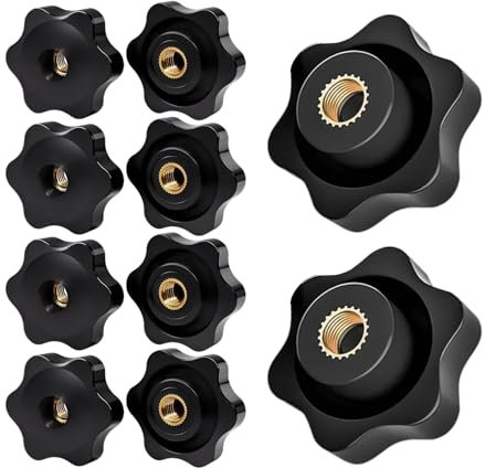 Flewdart 10pcs tuercas mango estrella M10 X 38, tuerca de apriete M10 estrella para tornillo estrella, perilla estrella para muebles Mecánica Equipos Electrónicos (M10x38 10pcs)