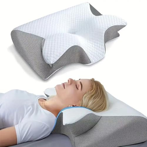 MEIION Wunderkissen – Das orthopädische Kopfkissen 2-in-1 Ergonomisches Nackenkissen – Orthopädisches Memory Foam Kissen für Rücken-, Seiten- und Bauchschläfer