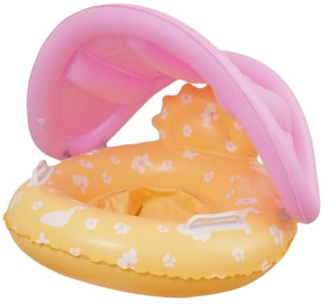 ARVALOLET Baby simring med avtagbart parasoll, PVC vattenleksak, småbarn simstol, säker simring