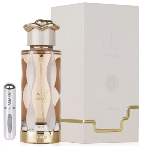 Teriaq Original-Parfüm, 100 ml, arabisches Parfüm, Unisex, lange Lebensdauer, EDP aus Dubai, inklusive nachfüllbarem Zerstäuber, 5 ml, süßer und blumiger Duft mit holzigen Noten (Teriaq)