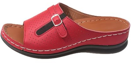 Generico Pantoufles Orthopédiques Femme Maison Élégantes Offre Sandales avec Bout Ouvert avec Semelle Compensée Chaussures en Daim en Cuir Souple Plateforme Chaussures de Marche Extérieure Support de