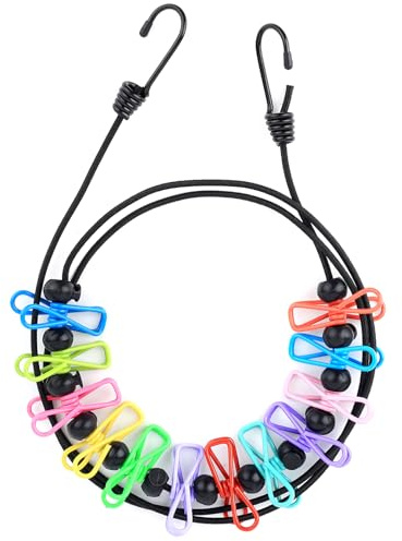 Tragbare Camping Wäscheleine, 1.8-3 Meter verstellbar Reisewäscheleine mit 12 Clips, Einziehbare Reise Wäscheleine mit Wäscheklammern, für Reise Camping Outdoor Urlaub Balkon