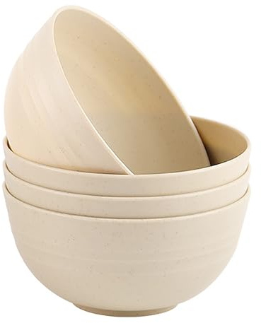 Plastic Cereal Bowls Set Of 4 BPA Free Unbreakable Microwave Safe Camping | Lightweight large capacity reusable bowls, safe for microwave and dishwasher, fit oatmeal noodles fruit for daily outdoor use