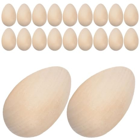 Anneome 20 Stück DIY Holzeier für Ostern Unbemalte Holzspielzeuge zum Bemalen und Basteln Realistische Deko Eier für Kreative und für Osterfeier