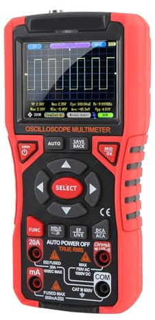 Luocute Oscilloscopio Portatile, Multimetri Oscilloscopio Multi Funzionale Digitale Automatico Portatile 2 in 1 Strumento Universale di Prova con Display LCD per Prove Elettriche