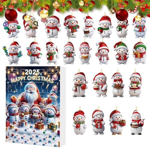 Calendrier de compte à rebours de Noël - Acrylique Bonhomme de neige, décoration suspendue de Noël | Événement festif d'exposition de célébration d'hiver saisonnière, kit amusant