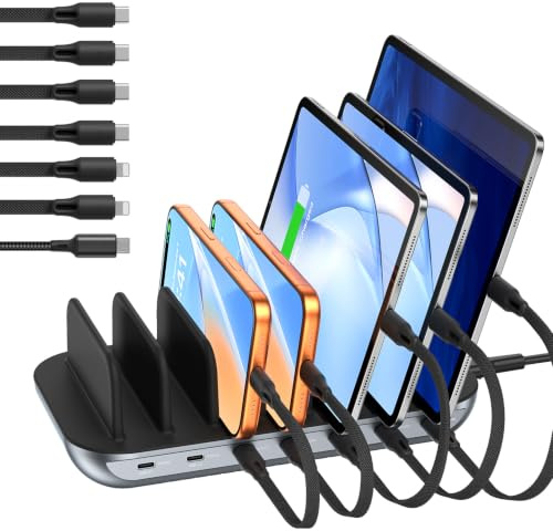 SooPii Estación de Carga USB C Premium de 140W y 7 Puertos,Negro