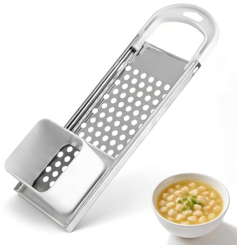 Stainless Steel Spaetzle Maker, Kitchen Pasta Cooking Tools, Spaghetti Strainer Egg Noodle Pasta Dumpling Maker Pan Pot Dough Scraper Tool with Safety Pusher Comfort Grip Handle for Cooking