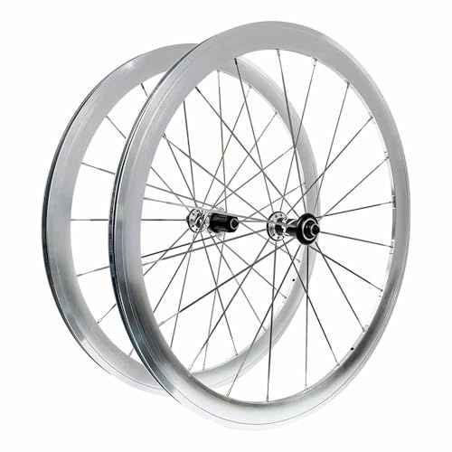 700C Landsvägscykel Främre Bakhjul 100/130mm QR, Clincher-hjulsats C/V-broms 40/50mm Cykelfälg I Aluminiumlegering, 7/8/9/10/11/12 Hastighetskassett, Presta-ventiler, Silver(50mm)