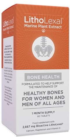 LithoLexal Bone Health 60 Tablets (1 Month Supply) Food Supplement, containing Plant-Based Calcium, Magnesium and Vitamin d