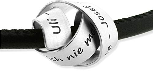 Herrenkette Leder Gravur 925 Silber Anhänger Männerschmuck Kette Koordinatenschmuck Männerkette personalisiert Namenskette Herren | HANDMADE IN GERMANY
