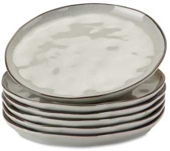 LOBERON Dessertteller 6er Set Biarré, grau | unebenes, ursprüngliches Design, mediterraner Charakter, Geschirr, spülmaschinenfest, Tischaccessoires, Steinzeug