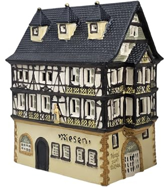 Hotel zum Riesen in Miltenberg (Main) aus Porzellan – Windlicht Lichthaus Miniatur-Modell B17 x H22 x T10 cm - detailreiche Haus Dekoration Teelichthalter Weihnachtsdorf Sammlerobjekt Dekohaus