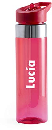 Curia Grabador Botella de Agua Personalizada con tu Nombre. BPA Tritan Plástico Reutilizables Ecológica con Filtro, Water Bottle para Niños & Adultos, Gimnasio, Yoga, Oficina