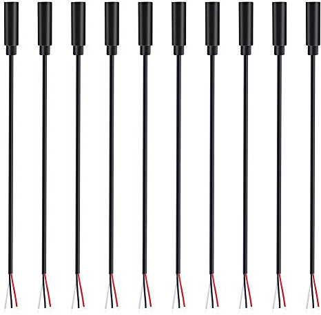 Fancasee (10 Pack) Replacement 3.5mm Female Jack to Bare Wire Open End TRS 3 Pole Stereo 1/8 3.5mm Jack Plug Connector Audio Cable for Headphone Headset Earphone Cable Repair