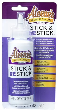Aleene's Stick and Restick Nicht Permanenter Kleber 118 ml – Starker Bastelkleber für Papier, Holz, Glas und Textilien - Temporäre Dekorationen, Bastelarbeiten, DIY-Stempel und Klebepunkte – Ungiftig