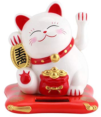 Gatto della Fortuna, Simpatico Gatto Che ondeggia a energia Solare, buona Fortuna per la ricchezza Che accoglie i Gatti per la visualizzazione Domestica(Bianca)