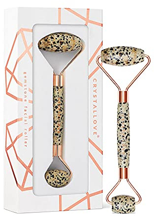 CRYSTALLOVE Gesichtsroller - Anti-Aging Massageroller - Gesichtsmassagegerät mit Jaspis - Massagegerät - Gesichtsmassage - Roller - Massagewerkzeug
