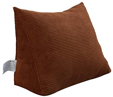 Johnear Keilkissen Lesekissen für Bett und Sofa Lehnenkissen, Rückenkissen Kopfteil Bett Rückenlehne Großes Dreieckiges Lendenkissen (Braun，45cm)