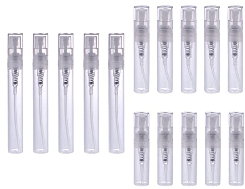 15 Stück Mini Sprühflaschen Durchsichtig Tragbare Kunststoff-Parfümflasche Nachfüllbare Spray Parfüm 2ml/3ml/5ml