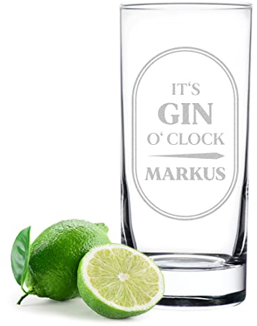 polar-effekt Gin Tonic Trinkglas 485 ml mit personalisierter Gravur - das Cocktailglas mit Spruch - individuelles Geschenk für Freunde und Kollegen - extra spülmaschinenfest