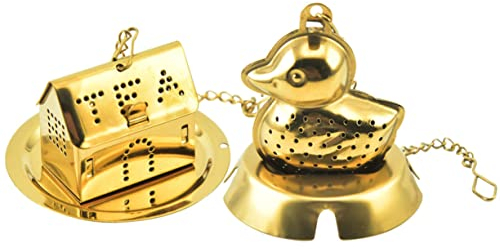 Alipis 4 Pièces Théière Diffuseur à De Thé Cuisson Filtres à Feuilles Mobiles Boules à Thé pour Thé en Vrac Thé Doré Filtre à Thé Passoire à Thé Canard Acier Inoxydable Bureau