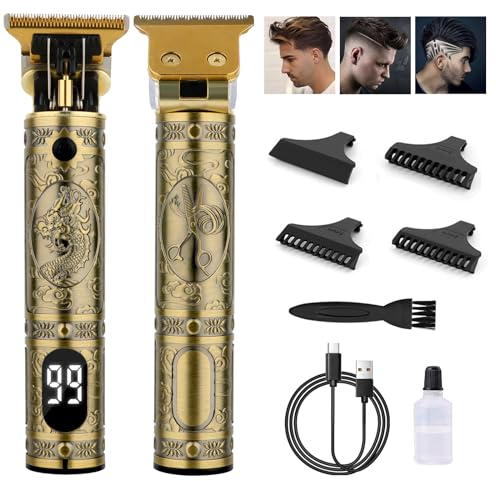 Maquina de Cortar Pelo Profesional, Cortapelos Hombre, Recortadora Eléctrica Maquina de Afeitar con LED Pantalla, Carga Rápida USB Inalámbrica Cortadora de Pelo para Barba
