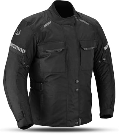 outletMOTARD Giacca da Moto Uomo 4 Stagioni - Impermeabile, Traspirante e Protettiva con Protezioni su Spalle, Schiena e Gomiti - Poliestere Maxdura 600D