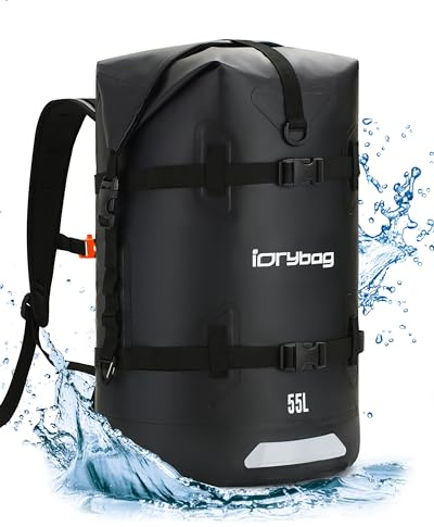 IDRYBAG Trockentaschen, wasserdichter Reiserucksack, Kajak-Trockentaschen, Bootfahren, Trockentaschen, Schwimmen, Reisen, Paddle-Boarding, tauchfähig, wasserdichter Rucksack, 35L/55L