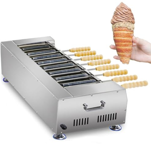 TAHALI Commercial Electric Chimney Cake Oven with 8 Pcs Roller, Hungarian Cake Pop Roller Machine, 6000W Ice Cream Cone Grill Maker, Chimney Bread Roll Grill Maker