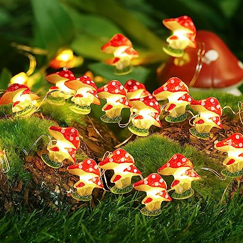 Coquimbo Guirlande Lumineuse de Champignons, 3M 30LED Guirlande Lumineuse Intérieur Exterieur, Decoration Noel pour Chambre à Coucher, Sapin de Noel, Mariage, Jardin, Fête