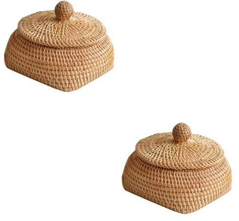 Alipis 2 Stück Runder Gewebter Aufbewahrungskorb Snackbox Kosmetik-organizer Schreibtischkorb Stilvoll Hellbraun Für Wohnzimmer Schlafzimmer Jungen- Und Mädchenzimmer