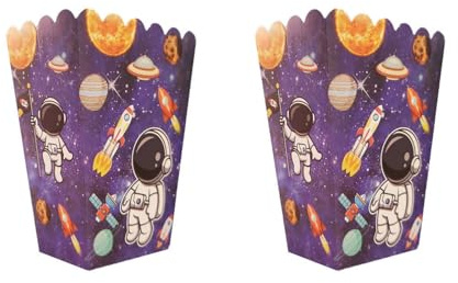 Worldly 30 Stück Astronaut Party Popcorn Box Partytüten, Popcorntüten, Papiertüten, Wegwerfbar, Papiertüte, Farbe, Rechteckig, Stand-up, Kopffalt