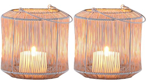 Set om 2 värmeljushållare Stello, skandinavisk stil, metall, vit 14 cm
