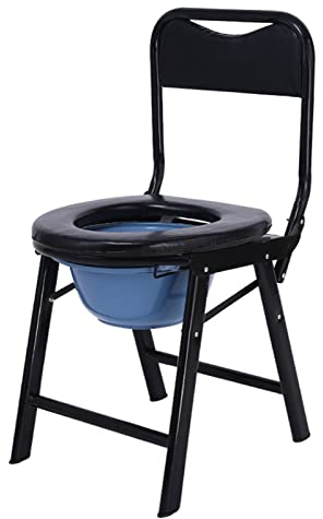 Klappbarer Toilettenstuhl, Duschstuhl für Erwachsene, tragbarer Camping-Toilettenstuhl mit Rückenlehne und abnehmbarem Topf, mobile Toilette für ältere Menschen mit Behinderung oder Gehbehinderung,
