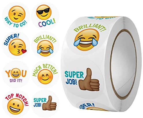 Smiley Aufkleber,Rundschreiben Lächeln Aufkleber 500 Stücke Bunt Kinder Belohnungsaufkleber für Lehrer Und Schüler Chirstmas Birthday Party Dekorative Aufkleber