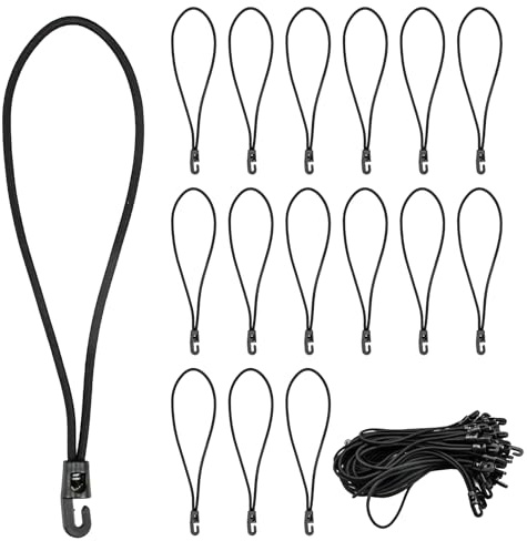 HEKOBAG 60 Stück Spanngummi mit Haken 25cm Expanderschlinge Planenspanner Kurz Gummispanner Expander mit Haken Schwarz Spanngummis Haken Planengummi Zeltgummis für Camping Planen Netze Zelte