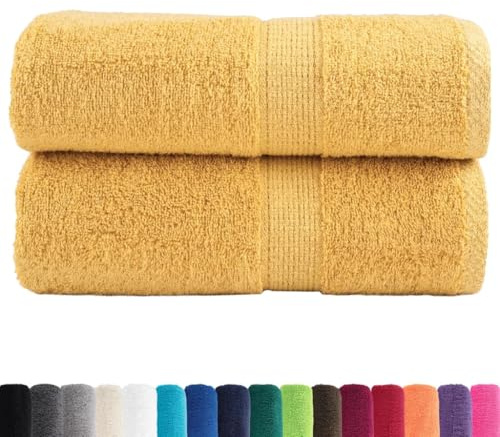 vidaXL Asciugamani Ospiti SOLUND 2 pz Oro 30x50 cm 600gsm 100% Cotone, Asciugamano, Asciugamano per Il Viso, Set di Asciugamani da Bagno, Telo da Bagno