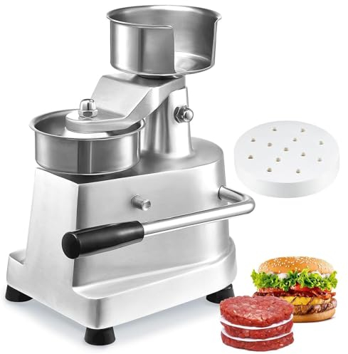 Dfdieratve Commercial Burger Press Maker, 4/5 /6 inch Hamburger Patty Maker Food-Grade Stainless Steel Burger Machine Beef Pork Chicken Vegetarian Patties Maker with 50 Pcs Patty Papers,6in