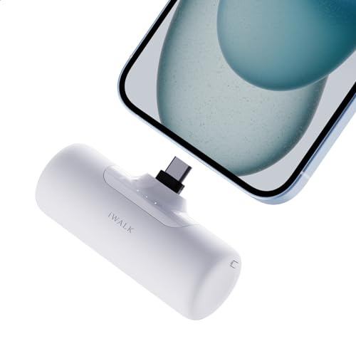iWALK Small Portable Charger 4500mAh: Mini Power Bank with Built-in USB-C Connector, External Battery Pack for iPhone 17/16 Plus/16 Pro/16 Pro Max, Samsung S24/23, Android Cellphone, iPad Pro/Air