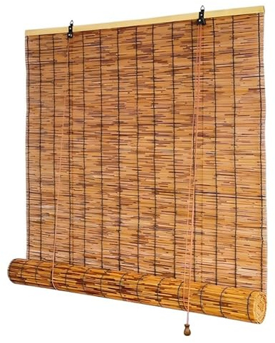 Outdoor Bambusrollo Vorhang Wetterfest 80 90 100 110 120 130 140cm Schilf Vorhang Jalousien Fenster Mit Lifter Sonnenschutz Sichtschutz Bambusrollo Für Fenster Pavillon Balkon Schilfvorhänge