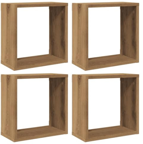 vidaXL Würfel-Wandregale 4 STK. Artisan-Eiche 30x15x30 Holzwerkstoff