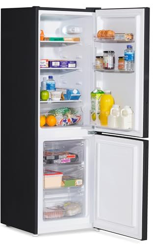 Baridi 47cm 70/30 Fridge Freezer with Adjustable Thermostat, 157L Capacity, Reversible Door, Low Frost, 3 Star Rating - Black - DH253